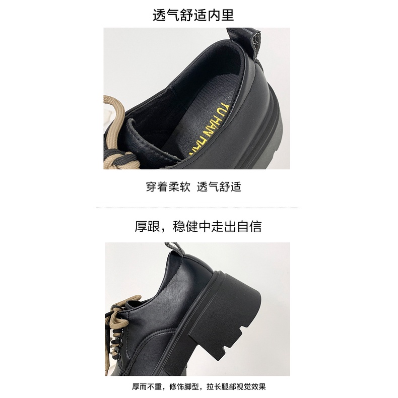 Giày Da Mũi Tròn Đế Dày Phong Cách Anh Quốc Thời Trang 2023 Cho Nữ