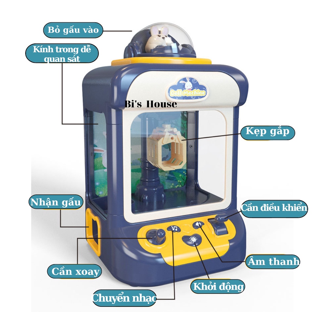 Máy gắp thú, đồ chơi gắp gấu bông mini có nhạc có đèn Bi's House