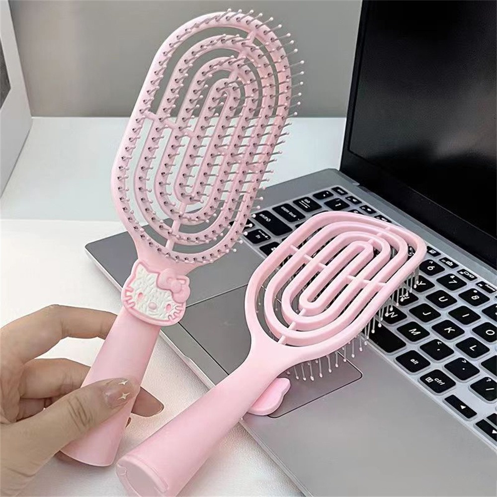 Lược chải tóc ANNIES đệm khí hình mèo KT hoạt hình đáng yêu bền bỉ sử dụng cho gia đình