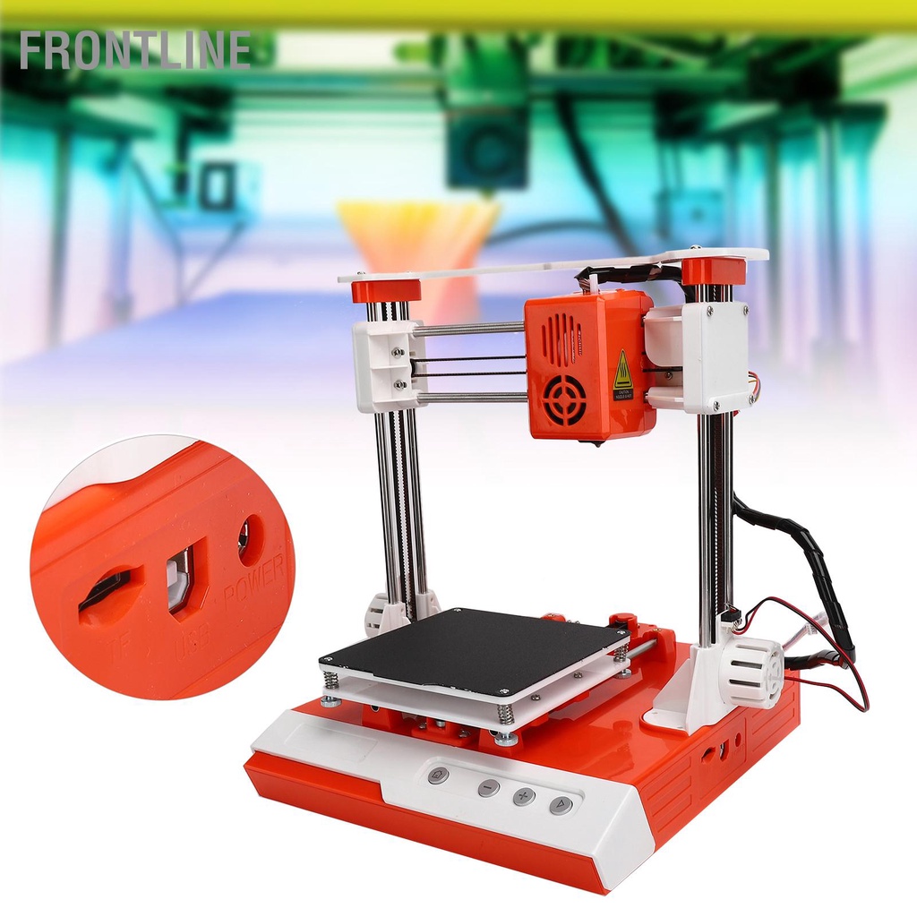 Frontline Bộ máy in 3D mini Máy tính để bàn DIY với thẻ TF 4G dành cho trẻ em Trẻ Học sinh Người mới bắt đầu 110‑240V