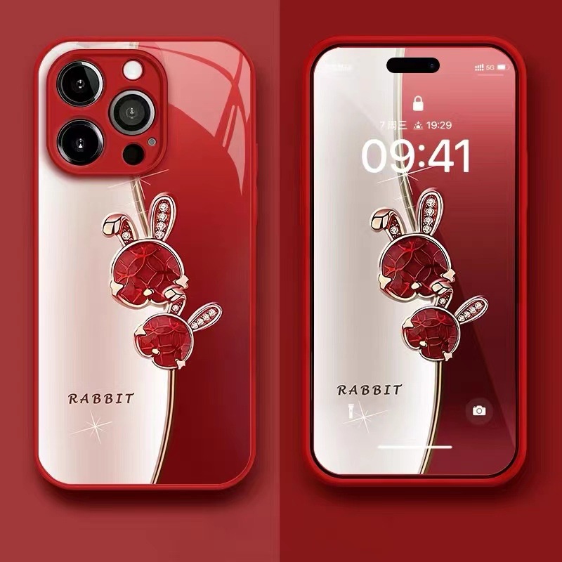 Ốp Điện Thoại Kim Loại Tráng Gương Hình Thỏ Cho iphone 11 12 14 promax 14 13 12 11 promax xs 6 8 7 plus 11 12 15 promax