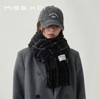  MISSKOI Phiên Bản Hàn Quốc ins Giả Cashmere Kẻ Sọc Khăn Nữ Thu Đông Ấm Áp Dài Khăn Choàng Hai Sử Dụng Sinh Viên Yếm Mềm Nam 