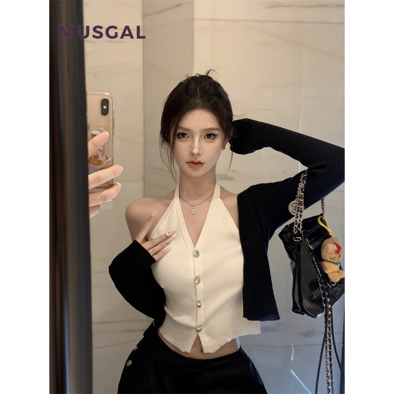 Musgal Áo Thun Tay Dài Cổ Tròn Màu Tương Phản Đơn Giản Thời Trang Mới 2023 Dành Cho Nữ
