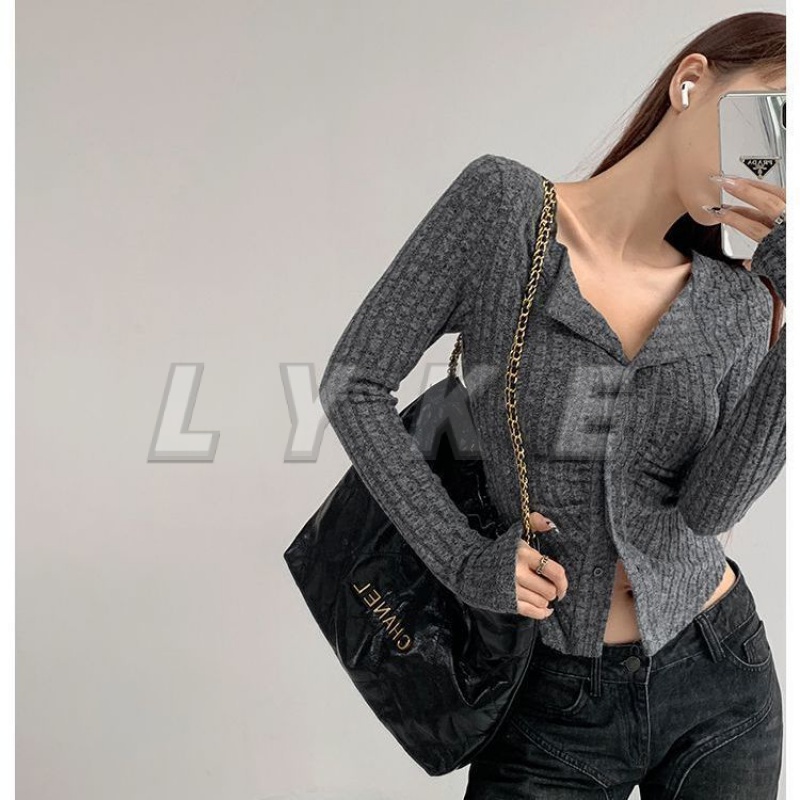 Y2K Áo cardigan len Áo sweater Dệt Kim Tay Dài Cổ Chữ v Cài Nút Thời Trang Mùa Thu 2023 Quyến Rũ Cho Nữ croptop cardigan