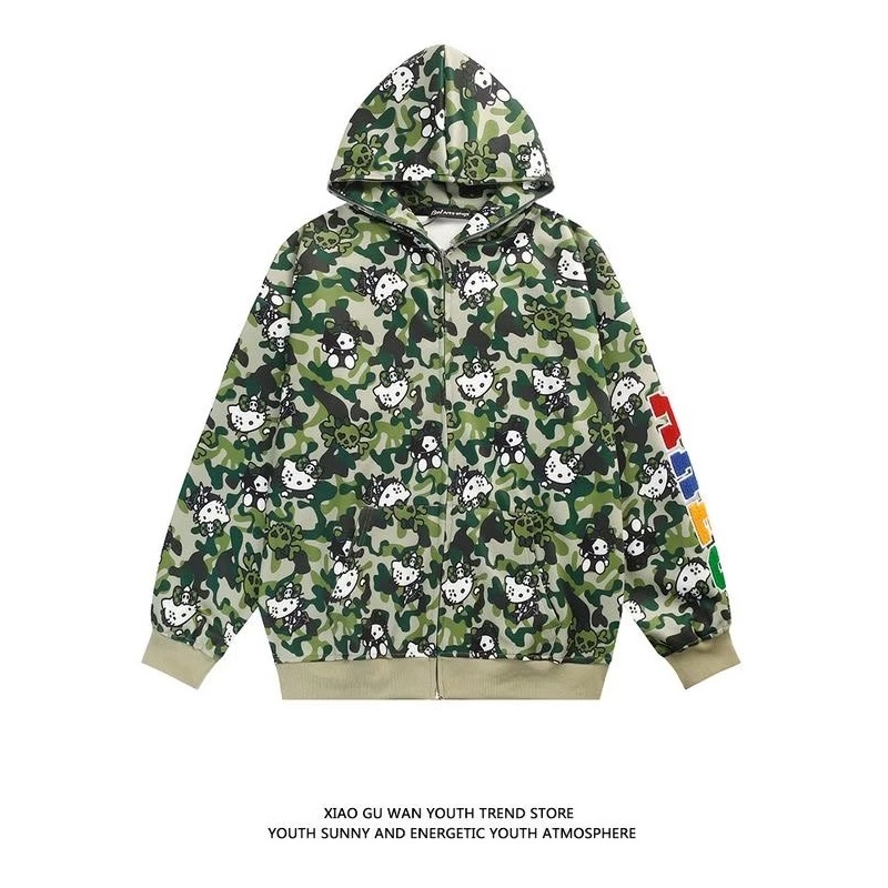 Áo Hoodie Dáng Rộng In Họa Tiết Mèo Rằn Ri Phong Cách Đường Phố Mỹ Thời Trang Xuân Thu Cho Nam