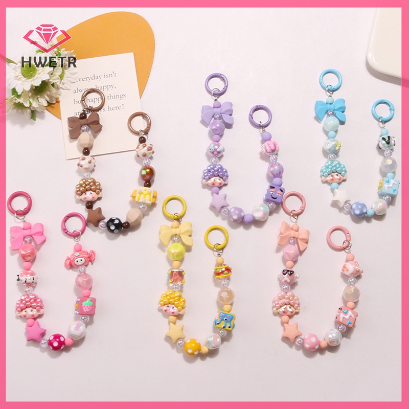 Hwetr dopamine Dây Đeo Điện Thoại Chuỗi Hạt Xoăn Tóc Màu Kẹo Hình Máy Ảnh Dễ Thương Cho Nữ Mới