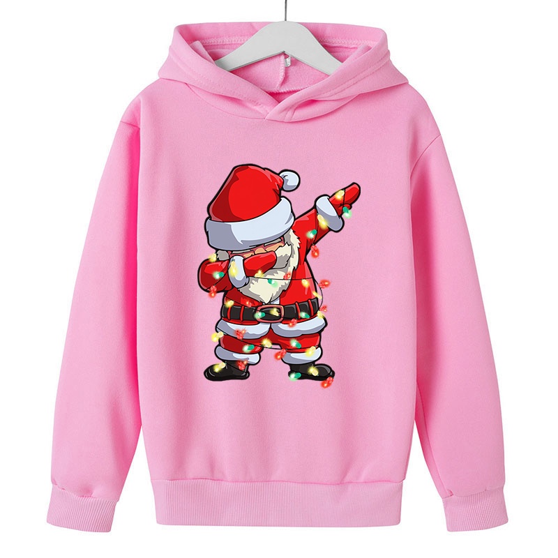Áo Hoodie Tay Dài In Hình Ông Già Noel Hoạt Hình Dành Cho Trẻ Em