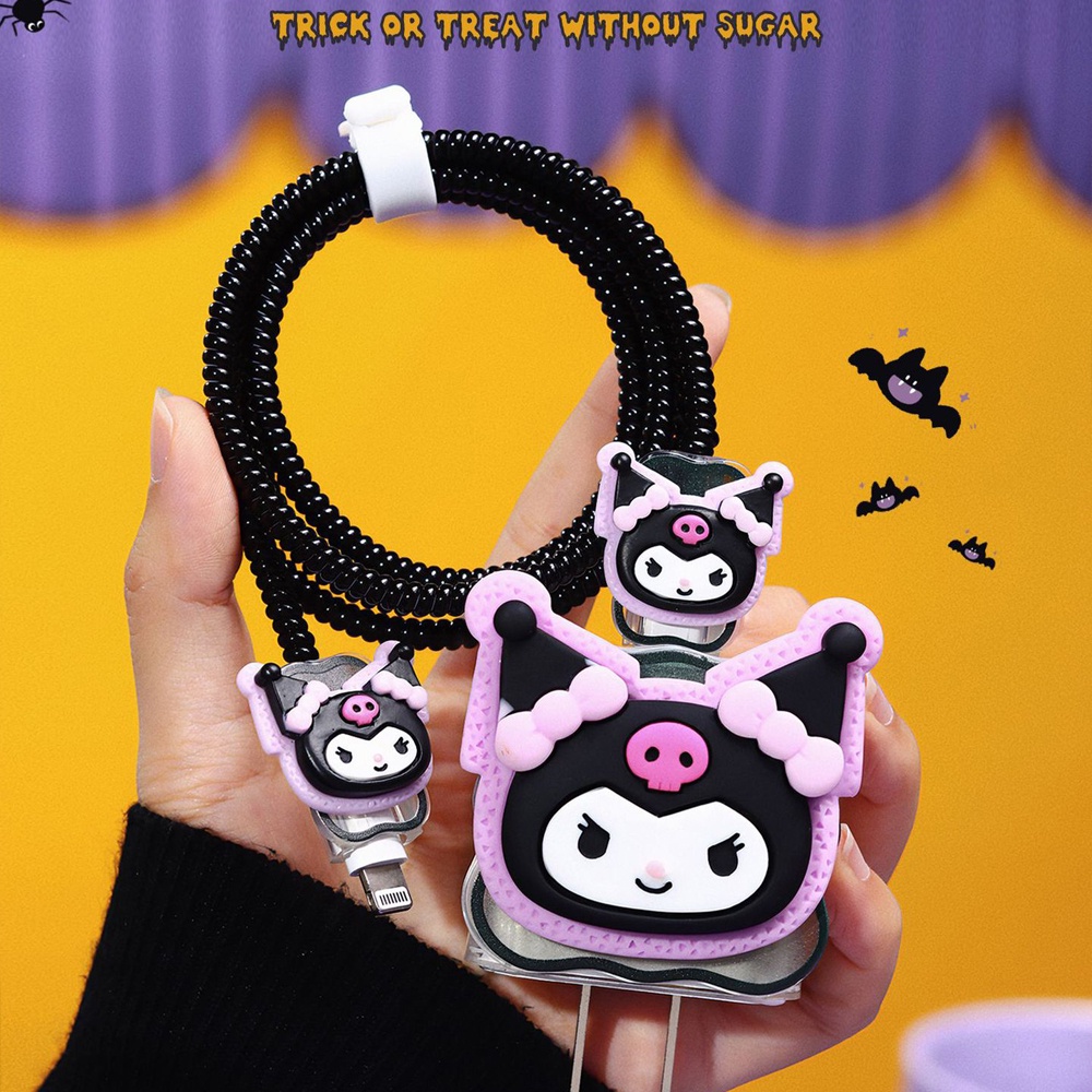 Hoạt Hình Phụ Kiện Bảo Vệ Dây Cáp Sạc iphone 18 / 20w 3d Hình sanrio kuromi