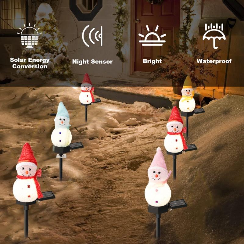 Đèn led Trang Trí Lối Đi Sân Vườn Hình Người Tuyết Chạy Bằng Năng Lượng Mặt Trời