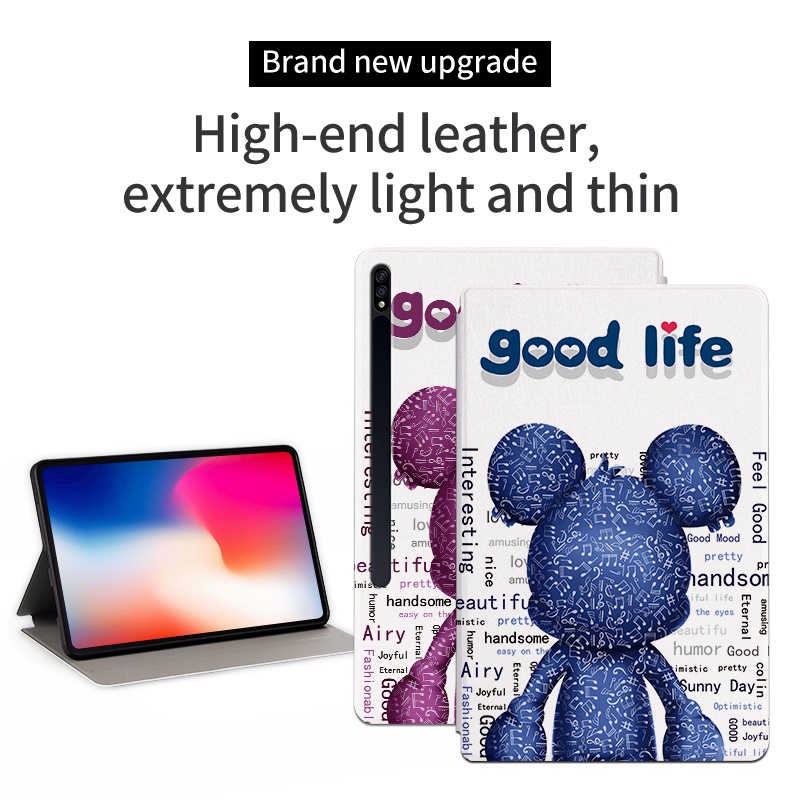 Bao Da Máy Tính Bảng Nắp Lật Họa Tiết Hoạt Hình Cho Samsung Galaxy Tab S9 FE 10.9 SM-X510 SM-X516B Ốp