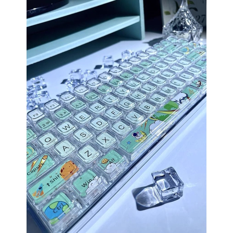 Keycap phi hành gia, keycaps 84 phím, XDA cao 9,5mm, nhuộm thăng hoa PBT, thích hợp cho bàn phím phím 87/68/84/104/108