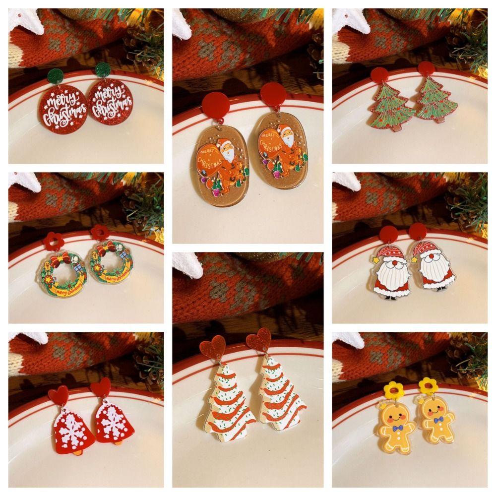 Dingyifeng Khuyên Tai acrylic Hình Ông Già Noel Lấp Lánh kriss kringle advent Vòng Hoa Tai