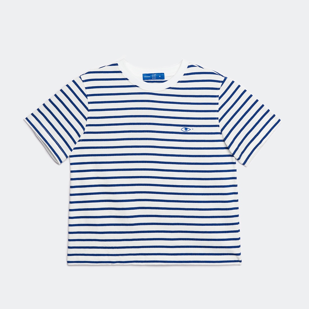TheBlueTshirt - Áo Thun Tay Ngắn Sọc Trắng Xanh Thêu Con Mắt - The Eyeconic Regular T - Signature Blue Stripe