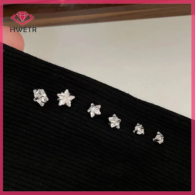 1 Đôi Bông Tai Đính Đá zircon Hình Ngôi Sao Phong Cách Hàn Quốc Dành Cho Nữ Mới