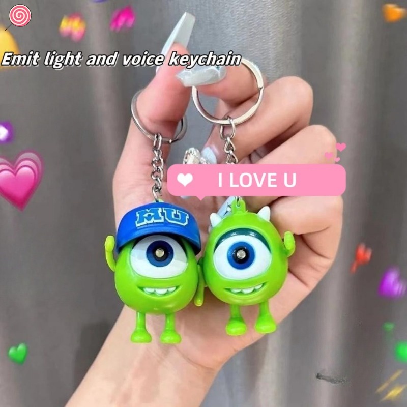 Móc khóa nói chuyện đại học quái vật dễ thương và vui nhộn với đôi mắt to cho i love you với đèn phát sáng và âm thanh đồ chơi thể hiện món quà tình yêu cho bạn gái - HSU