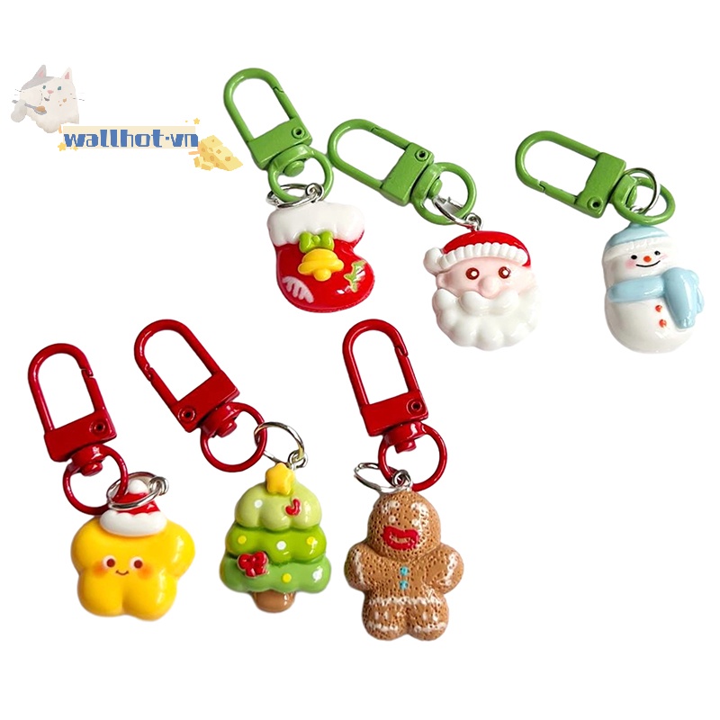 Wallhot > Móc Khóa Hình Búp Bê Gừng / Ông Già Noel / Cây Thông / Vớ Trang Trí Túi Xách