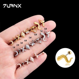 1 Đôi Bông Tai Bằng Thép Không Gỉ Dát Đá zircon Mặt Trăng Tình Yêu