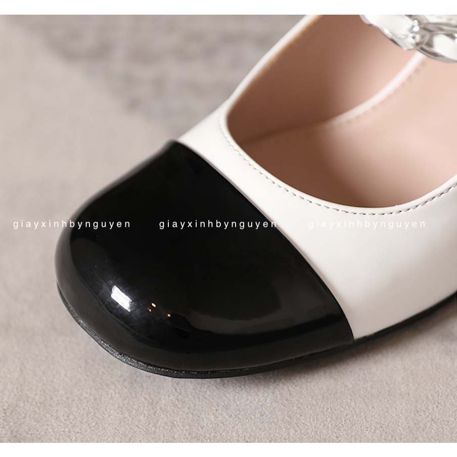 Giày cao gót đế vuông quai xích thời trang 7cm - MARY