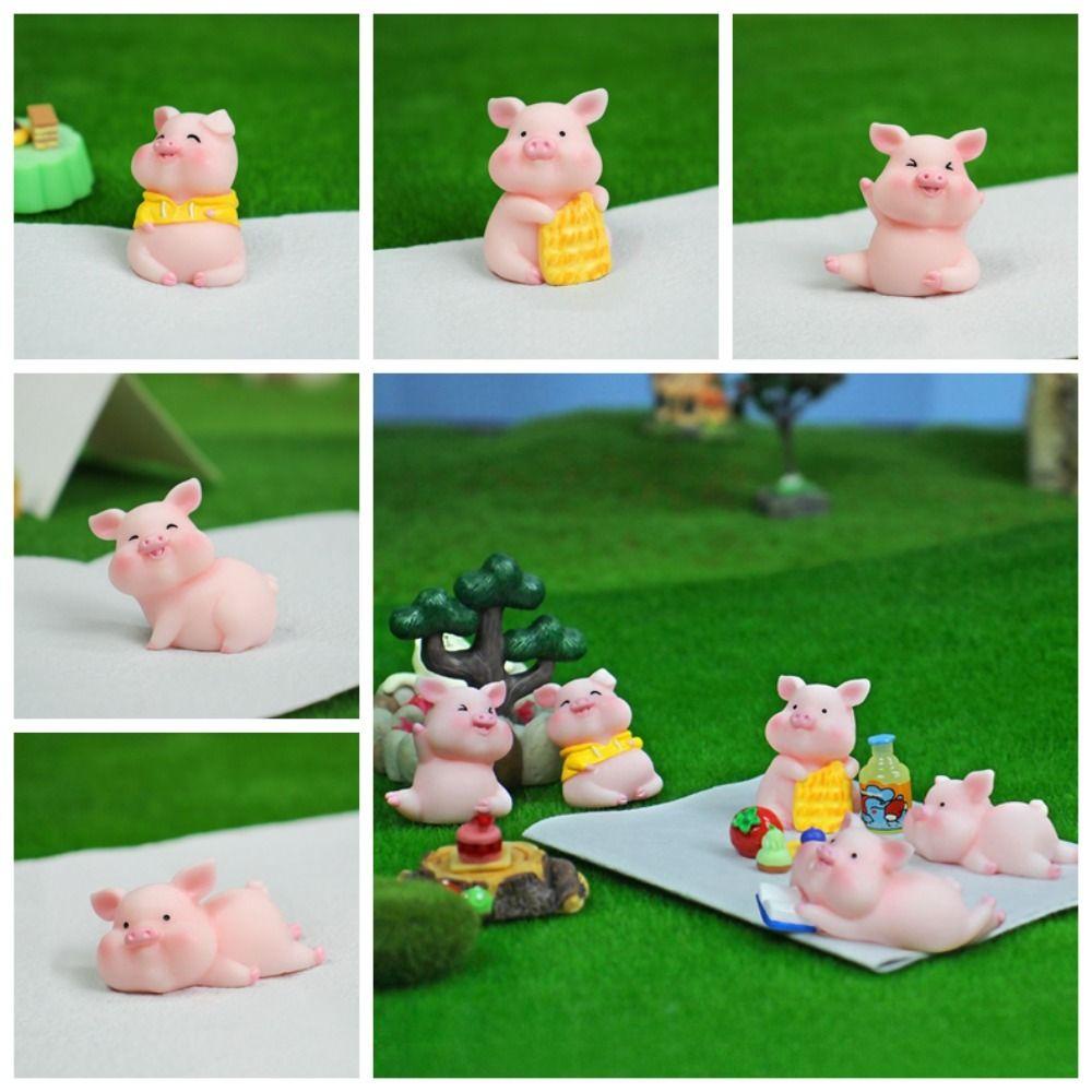 Mmluck Tượng Heo Hồng Hoạt Hình Mini Bằng Nhựa resin Trang Trí Tiểu Cảnh / Xe Hơi diy