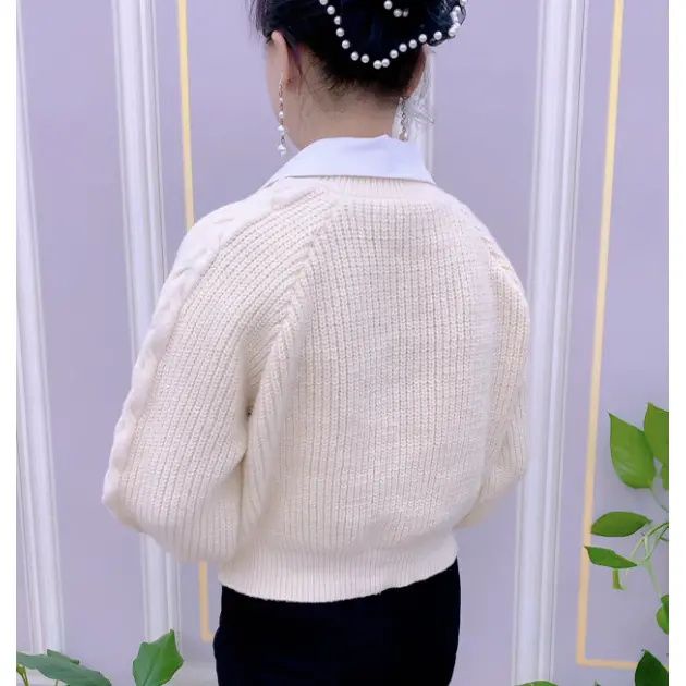 K Áo sweater Dệt Kim Giả Hai Lớp Cổ polo Mùa Thu Đông Bán Chạy Phong Cách Thời Trang Dành Cho Phụ Nữ Trung Niên