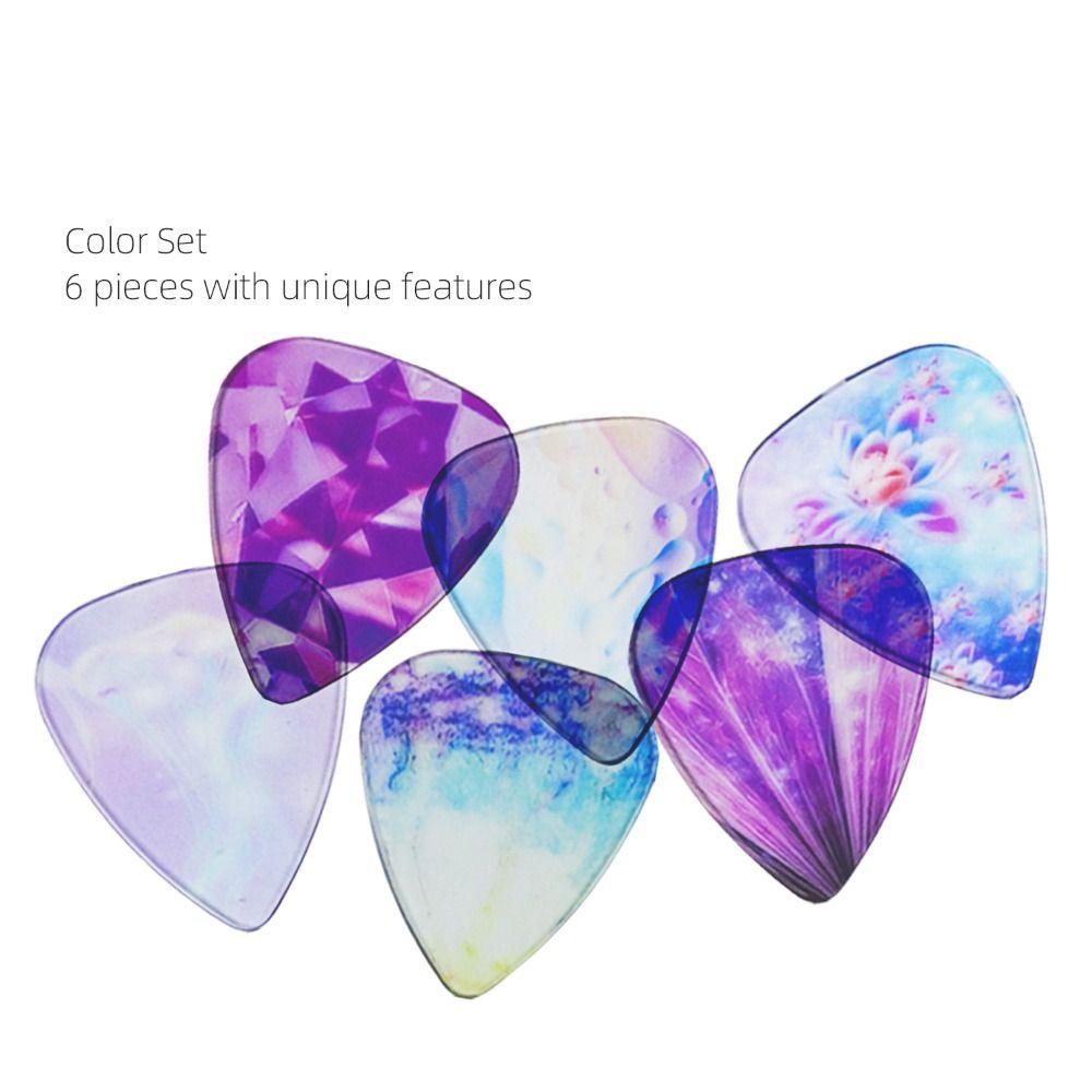 Set 6 Miếng Gảy Đàn guitar 0.81mm 1.5mm Trong Suốt Hình Trái Tim