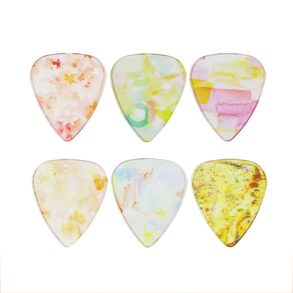 Set 6 Miếng Gảy Đàn guitar 0.81mm 1.5mm Trong Suốt Hình Trái Tim