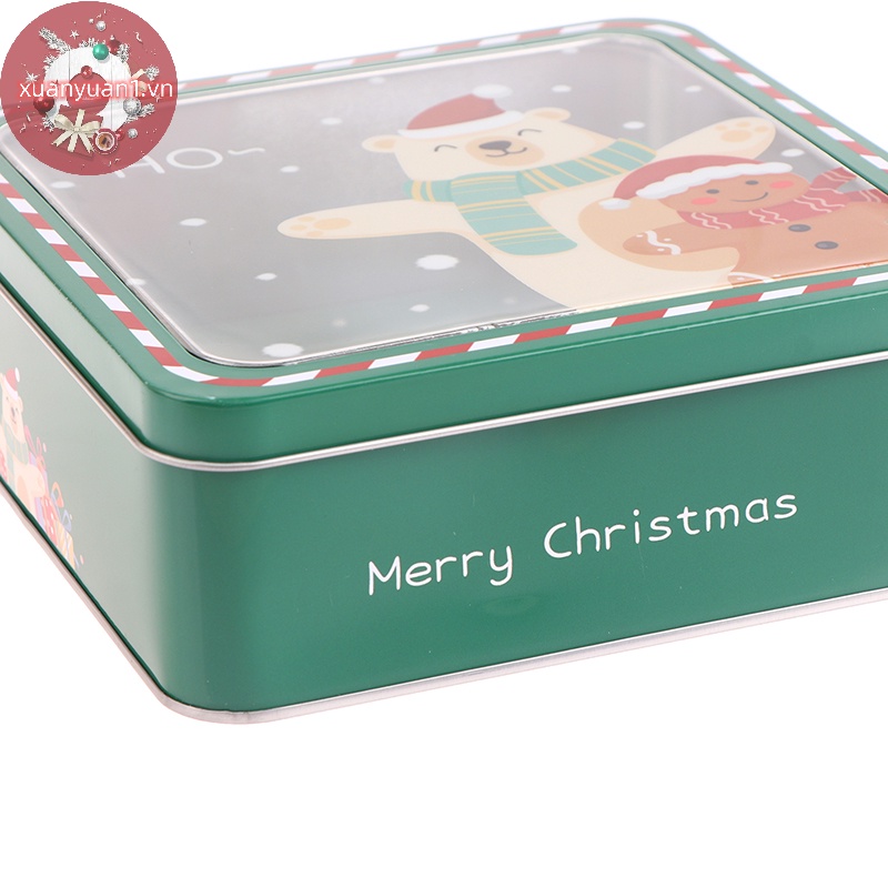 1 Hộp Thiếc mini Đựng Kẹo / Trang Sức / Bánh Quy Phong Cách Giáng Sinh