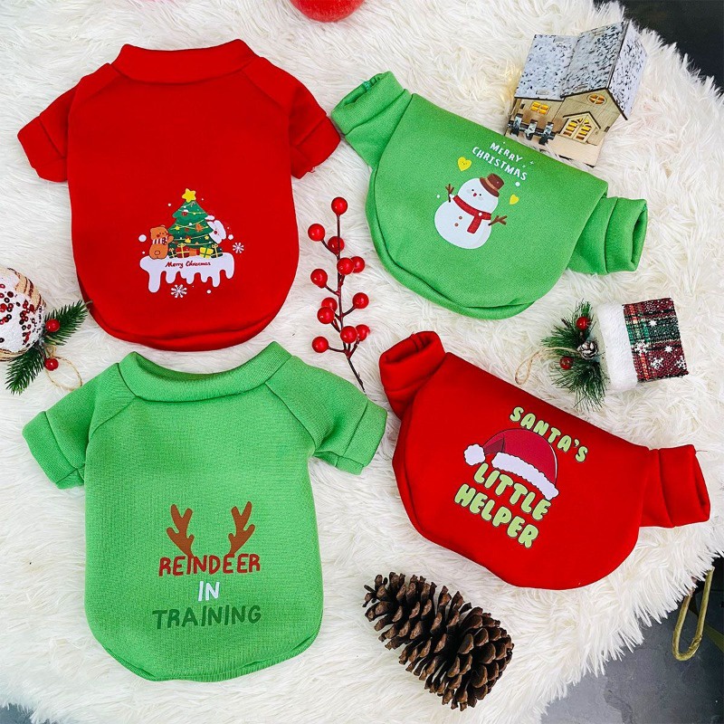 Áo Len Lông Cừu Giữ Ấm Mùa Thu Đông Phong Cách Giáng Sinh Dành Cho Thú Cưng