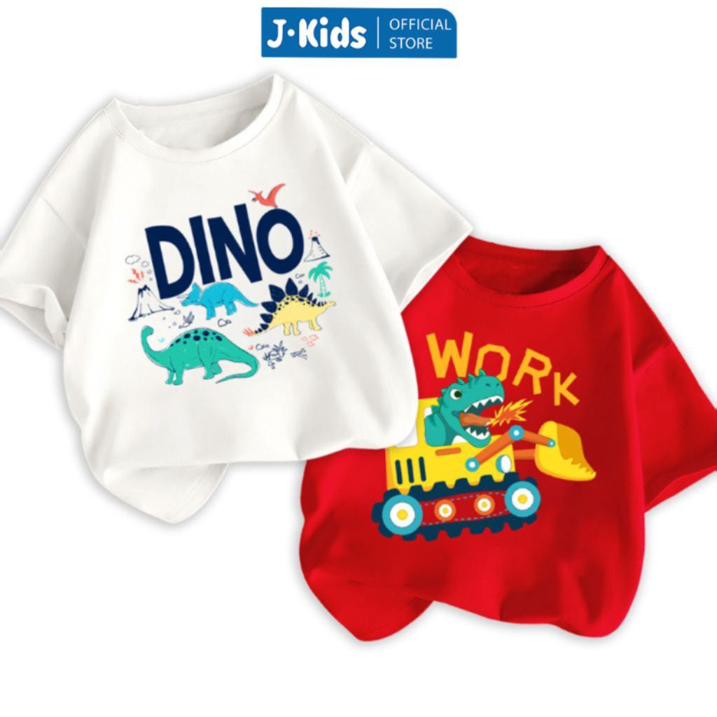 BST Áo Khủng long Áo thun bé trai J-Kids áo phông cộc tay cho bé chất cotton thoáng mát in hình độc đáo