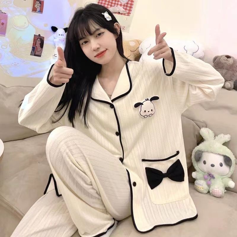 YAMI Bộ Đồ Ngủ Tay Dài In Hình Cún pacha Dễ Thương Cao Cấp Dành Cho Nữ