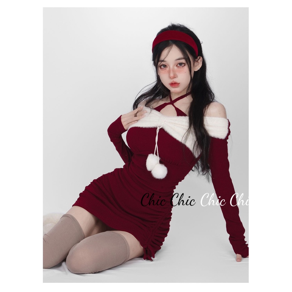 Chic Chic váy nữ Đầm noel Body Cho thời váy Korean phổ biến Comfortable Cổ điển WLQ23B018K 44Z231102