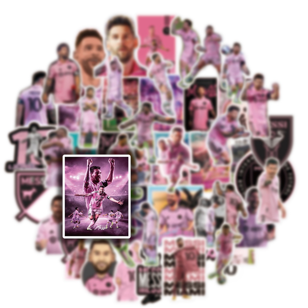 Bộ 50 Miếng Dán Chống Thấm Nước Họa Tiết graffiti inter miami cf lionel messi Cho Mũ Bảo Hiểm Xe Đạp