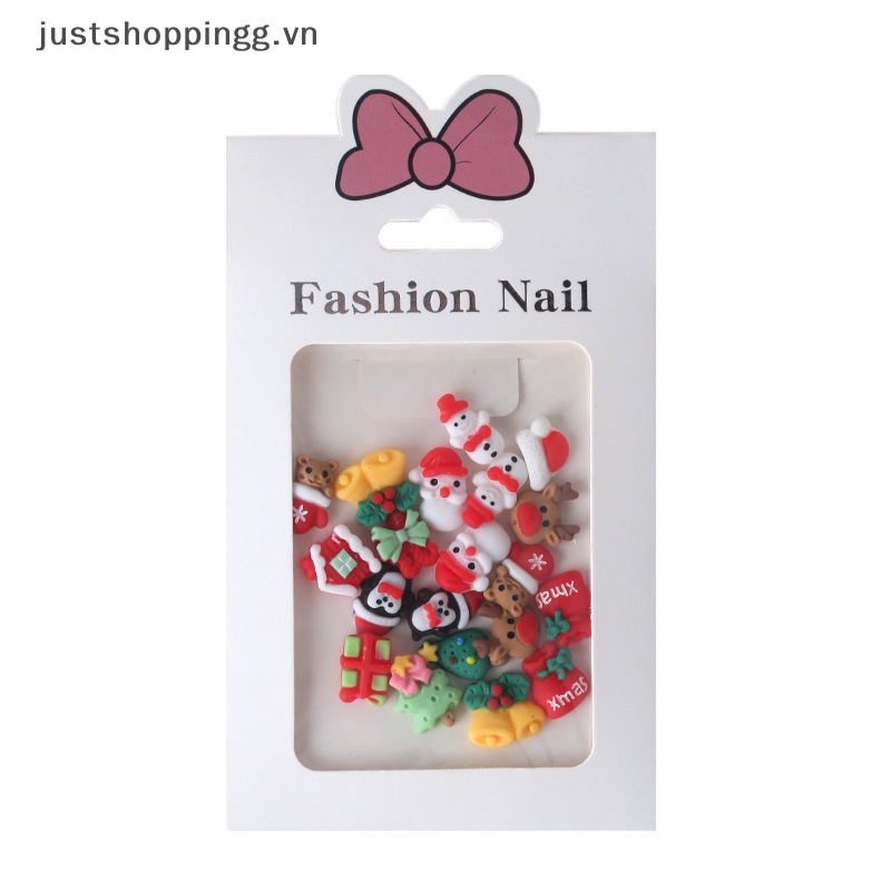 Set 20 Phụ Kiện Trang Trí Móng Tay 3d Hình Ông Già Noel Hoạt Hình Xinh Xắn
