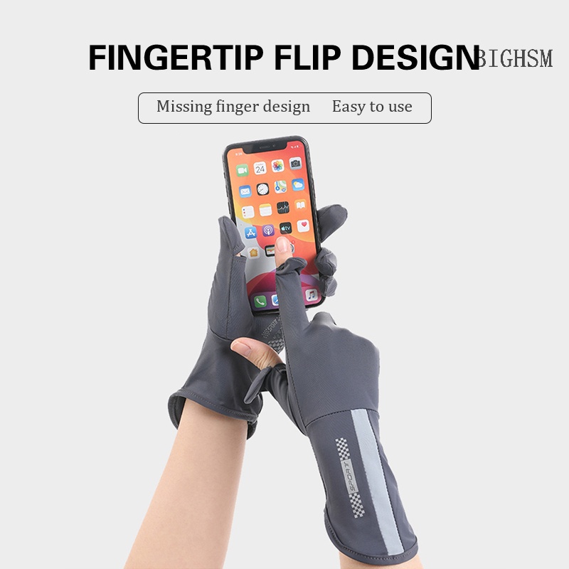 Bighsm Găng Tay Lái Xe Chống Tia uv Chống Trượt Thoáng Khí Có Thể Chạm Màn Hình Cảm Ứng skk