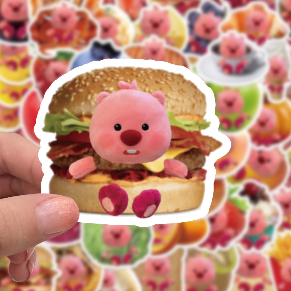 Bộ 70 Miếng Dán Trang Trí Mũ Bảo Hiểm / Bút Chì In Họa Tiết Hoạt Hình food loopy graffiti Dễ Thương Tiện Dụng