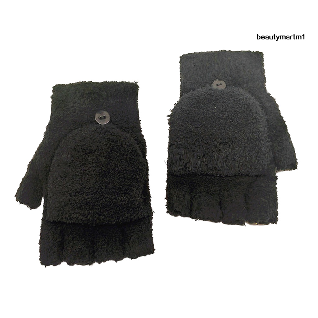 1 Đôi Găng Tay Hở Ngón Màu Trơn Mềm Mại Giữ Ấm Mùa Thu Đông Cho Nữ