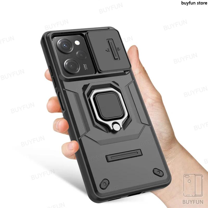 For Xiaomi Redmi Note 12 Turbo Note12 Pro Plus 12S 5G 4G Shockproof Phone Case Ring Armor Magnetic Holder Stand Camera Protection Lens Cover