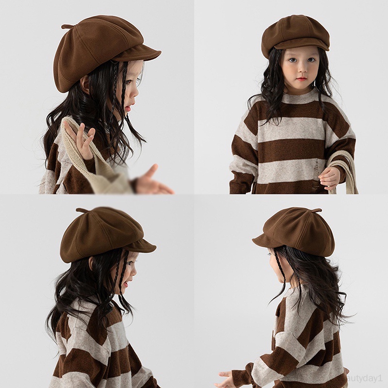 Kids Mũ Bê Rê Bằng Len Thanh Lịch Thời Trang Xuân Thu Đông Dành Cho Bé Trai Bé Gái