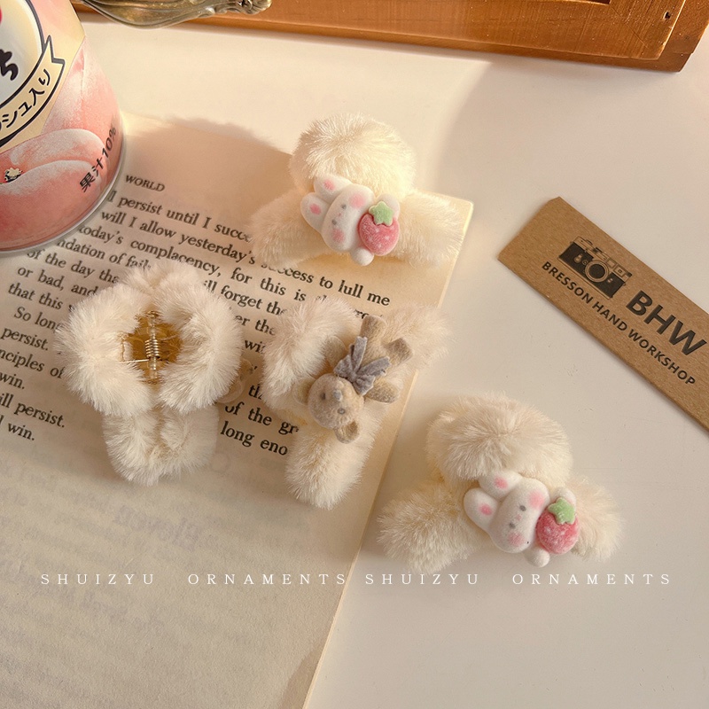 Kẹp Tóc Hình Gấu / Thỏ Bằng Lông Nhung Dễ Thương Xinh Xắn