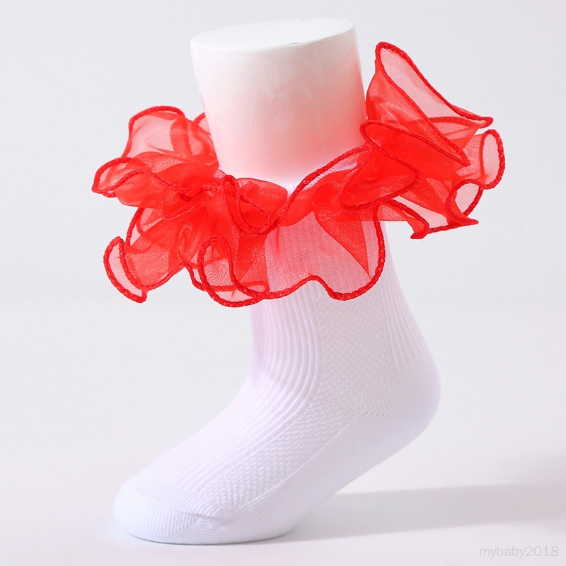 Vớ cotton Mềm Mại Chống Trượt Phối Ren Kiểu Công Chúa Dành Cho Bé Gái Sơ Sinh