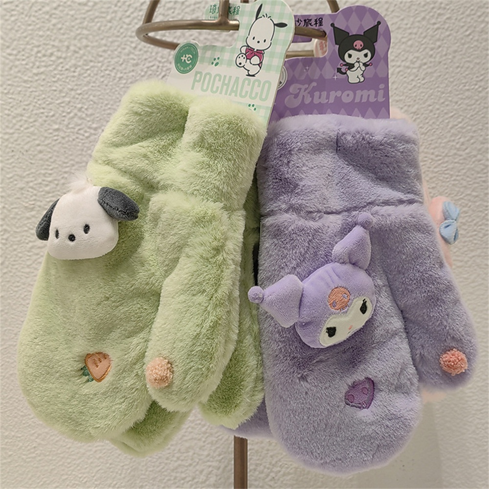 Sanrio Kuromi Giai Điệu Cinnamoroll Hoạt Hình Dễ Thương Găng Tay Và Khăn Quàng Cổ Bé Gái Dễ Thương Dày Sang Trọng Găng Tay Mùa Đông Ấm Áp Cổ Học Sinh Sang Trọng Găng Tay -top3C01