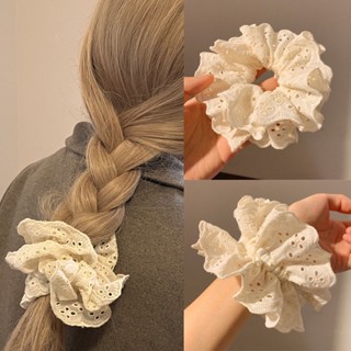 Cotton Nguyên Chất Trắng Ren Cổ Tích Dây Tóc Đuôi Ngựa Scrunchies Dây Buộc Tóc Phụ Kiện Tóc