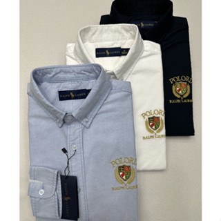  Áo Sơ Mi Tay Dài Thêu logo ralph lauren Cổ Điển Thời Trang Cho Nam 