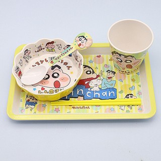 Bộ Bốn Món Bát Đĩa Cốc Nước melamine In Hình shin-chan Dễ Thương Thích Hợp Làm Quà Tặng