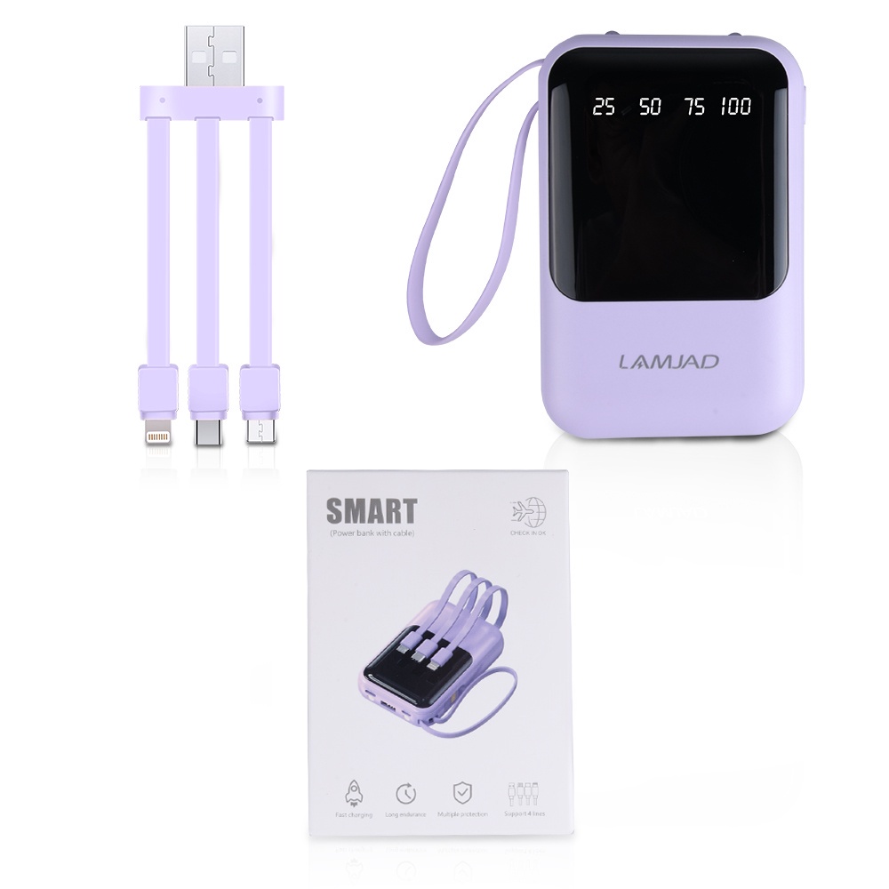 Ngân hàng sạc nhanh 20000mAh với dây nguồn mini, với màn hình LED