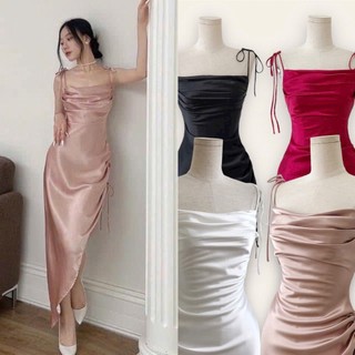 Đầm 2 dây dáng ôm body xẻ tà midi Emilyshop (S)