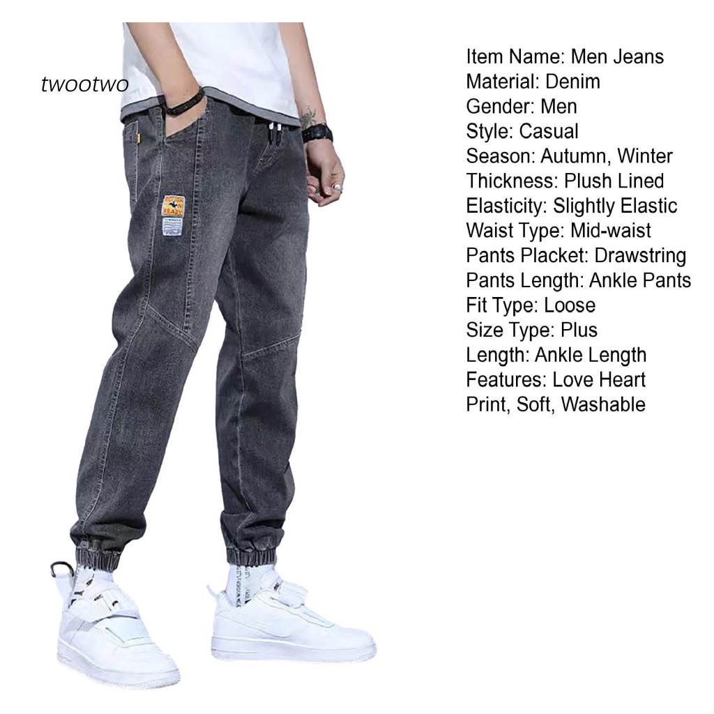Quần Jean Lót Lông Giữ Ấm Mùa Đông Dáng Rộng Lưng Thun Có Túi Cho Nam Giới