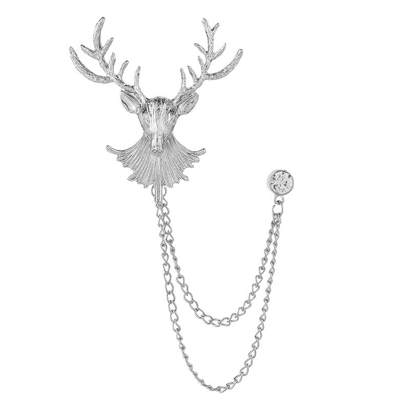 Cài Ngực Áo Thiết Kế Hình Dây Xích Đính Đá Phong Cách Retro Hàn Quốc Dành Cho Nam