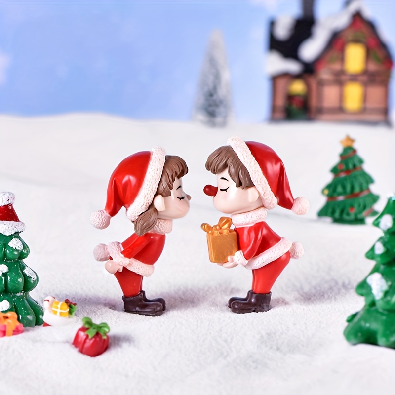 Set 2 Tượng Cặp Đôi mini Trang Trí Giáng Sinh