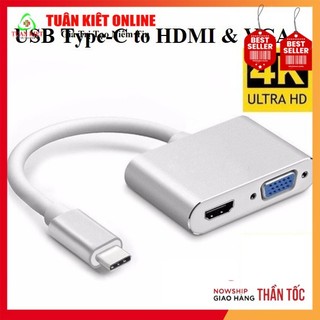 Bộ chia bộ chuyển USB 3.1 USB C Type C sang HDMI và VGA ( HDMI + VGA )